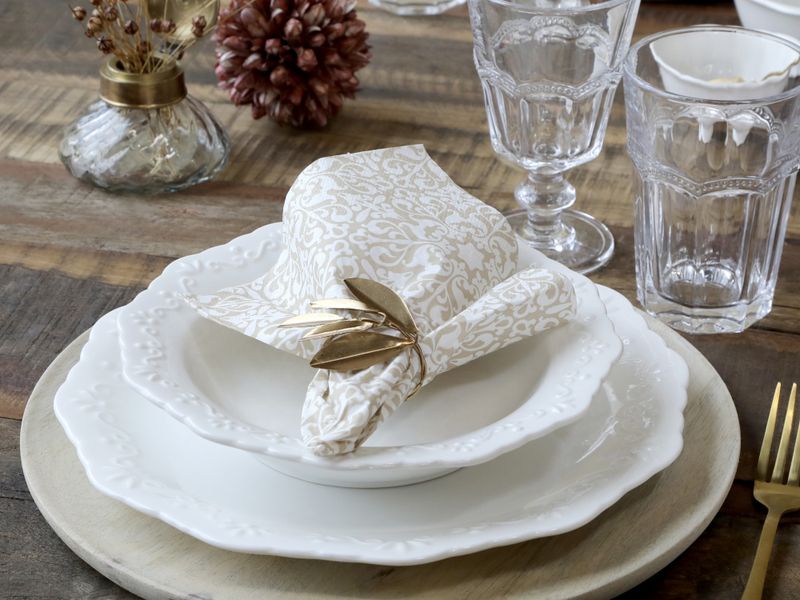 Serviett m mønster Beige